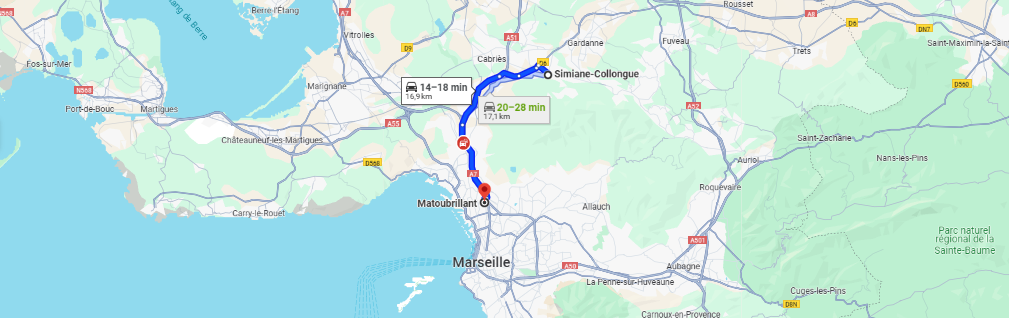 Itinéraire Simiane-Collongue à Matoubrillant